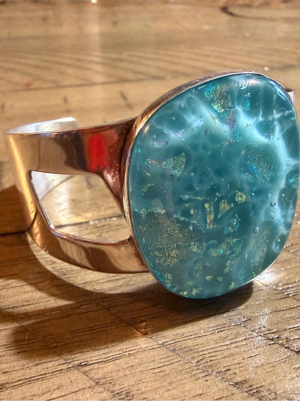 Jay King DTR Sterling Silver Dichroic Glass Opalescent Cuff Bracelet 6.5" - Picture 3 of 9